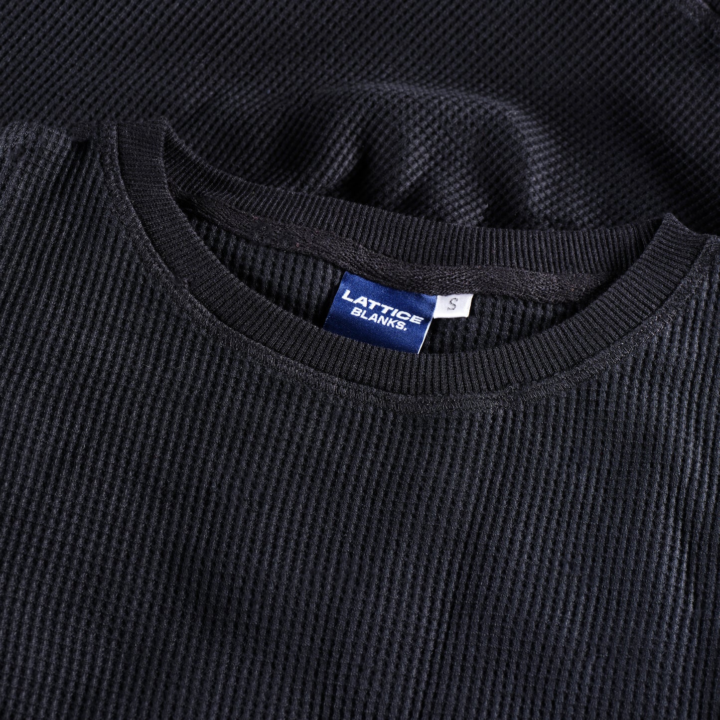 BLACK WAFFLE BLANK - Long sleeve