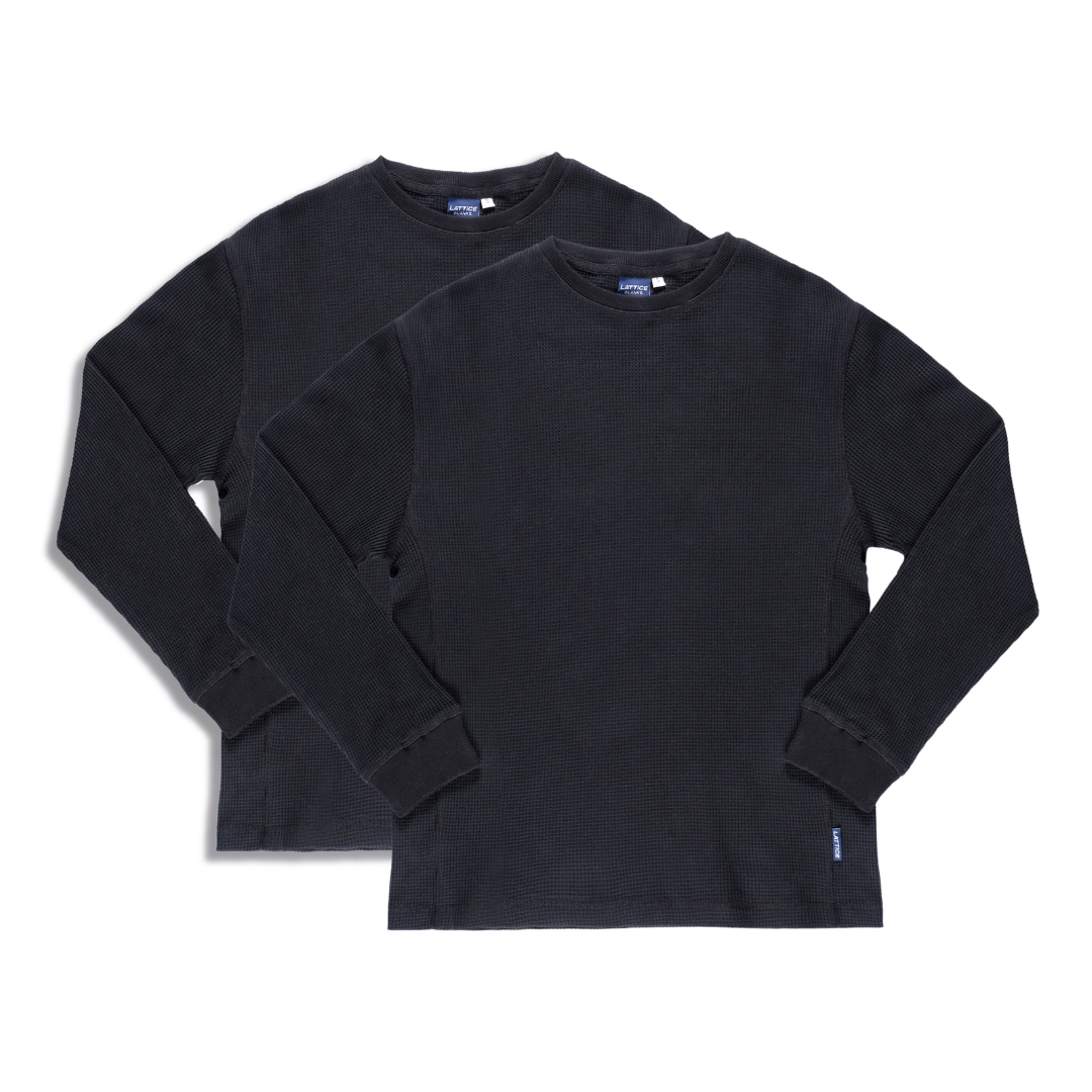 BLACK WAFFLE BLANK - Long sleeve