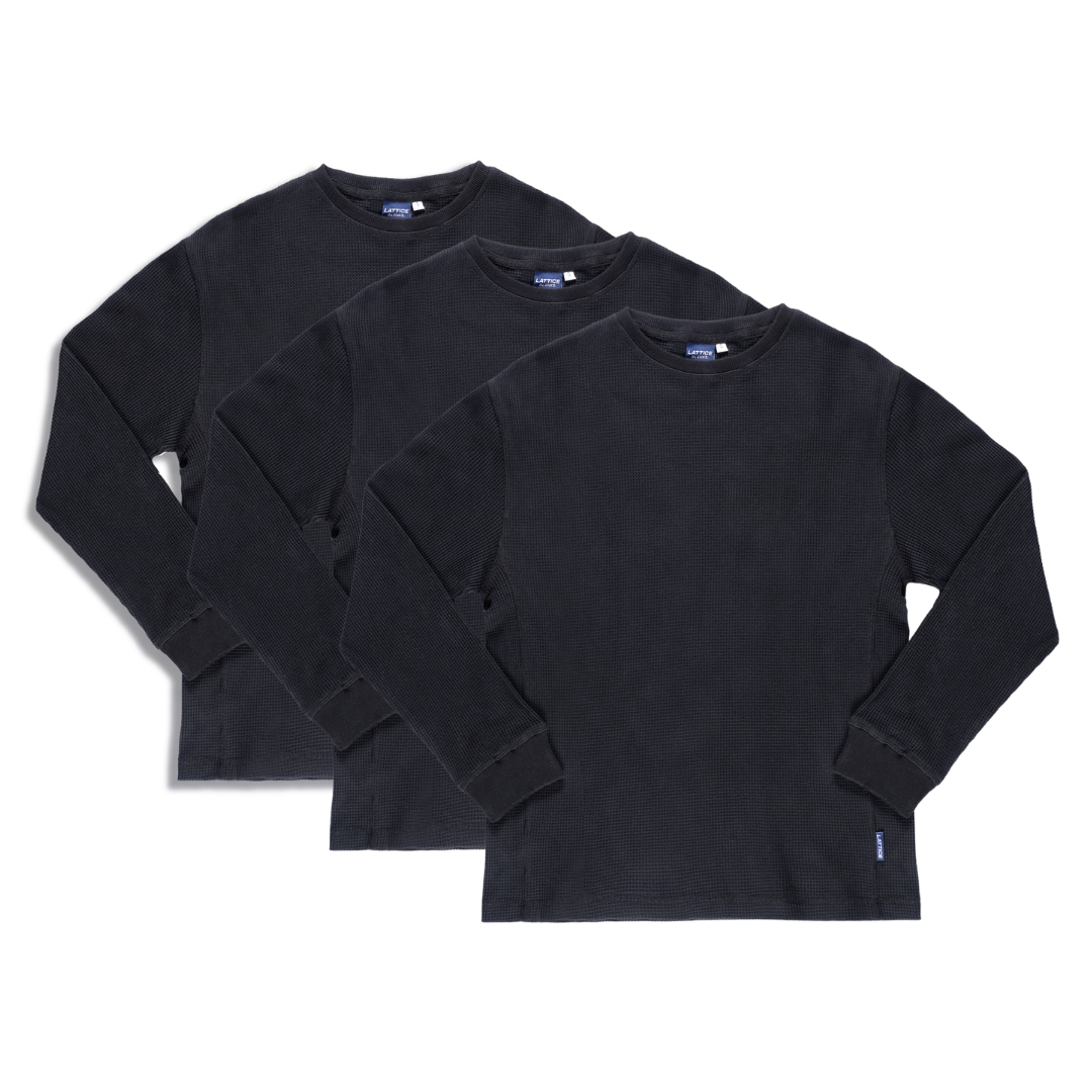 BLACK WAFFLE BLANK - Long sleeve