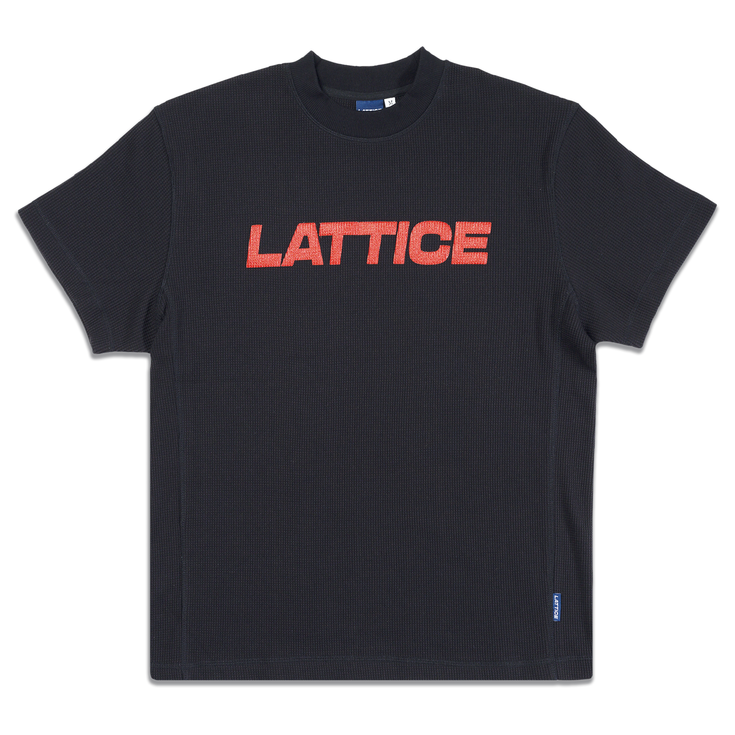 Red Lattice Logo Print Waffle T-Shirt, front