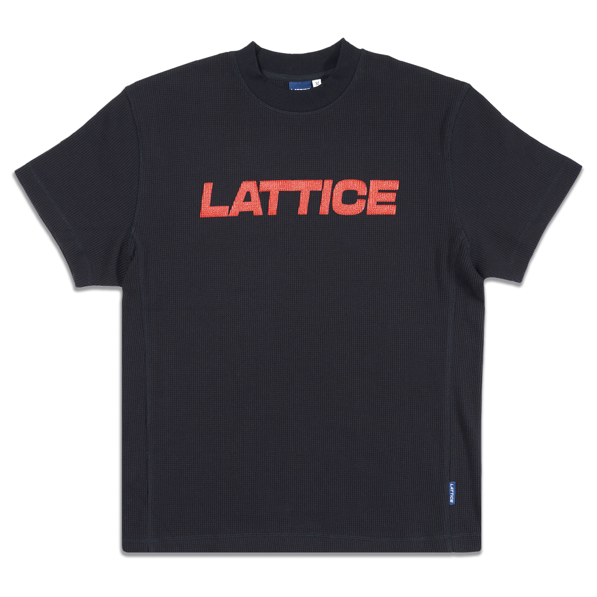 Red Lattice Logo Print Waffle T-Shirt, front