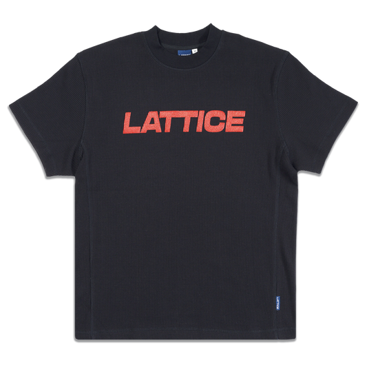 Red Lattice Logo Print Waffle T-Shirt, front