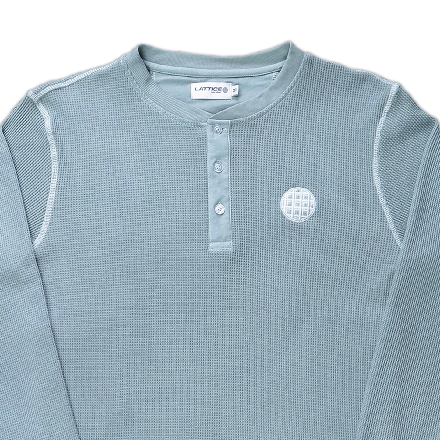 LONG SLEEVE WAFFLE HENLEY - KRYPTON GREY