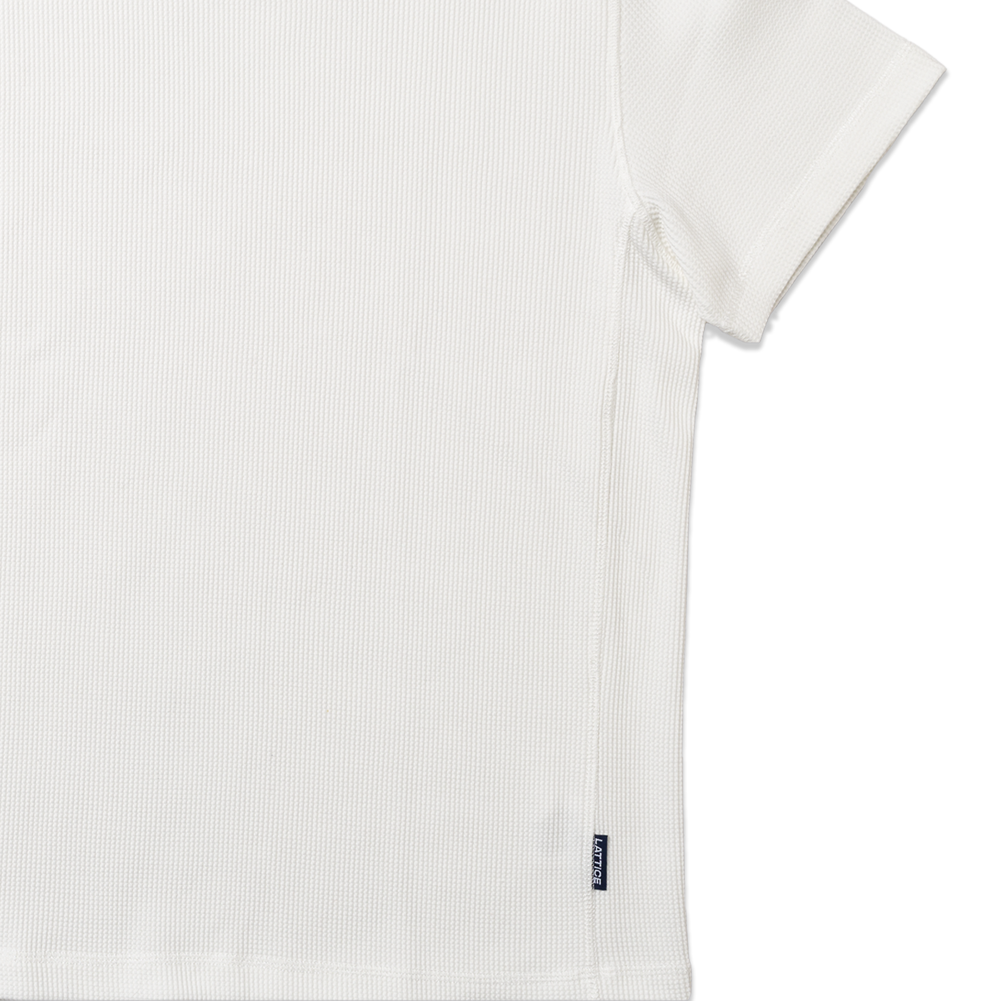 White Short-sleeve Waffle T-Shirt, close up detail