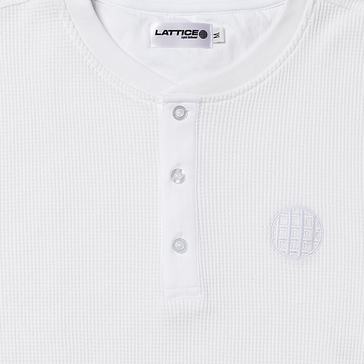 LONG SLEEVE WAFFLE HENLEY - WHITE