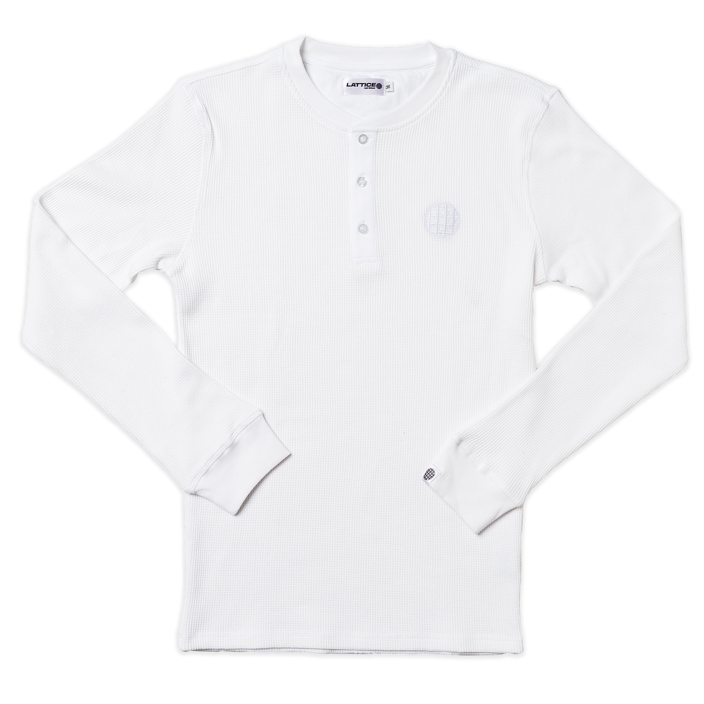 LONG SLEEVE WAFFLE HENLEY - WHITE