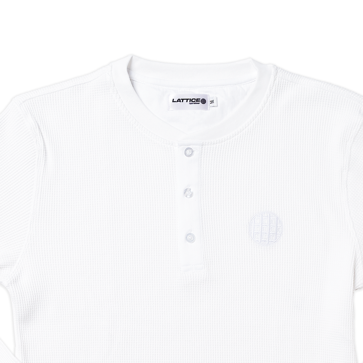 LONG SLEEVE WAFFLE HENLEY - WHITE