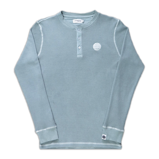 LONG SLEEVE WAFFLE HENLEY - KRYPTON GREY