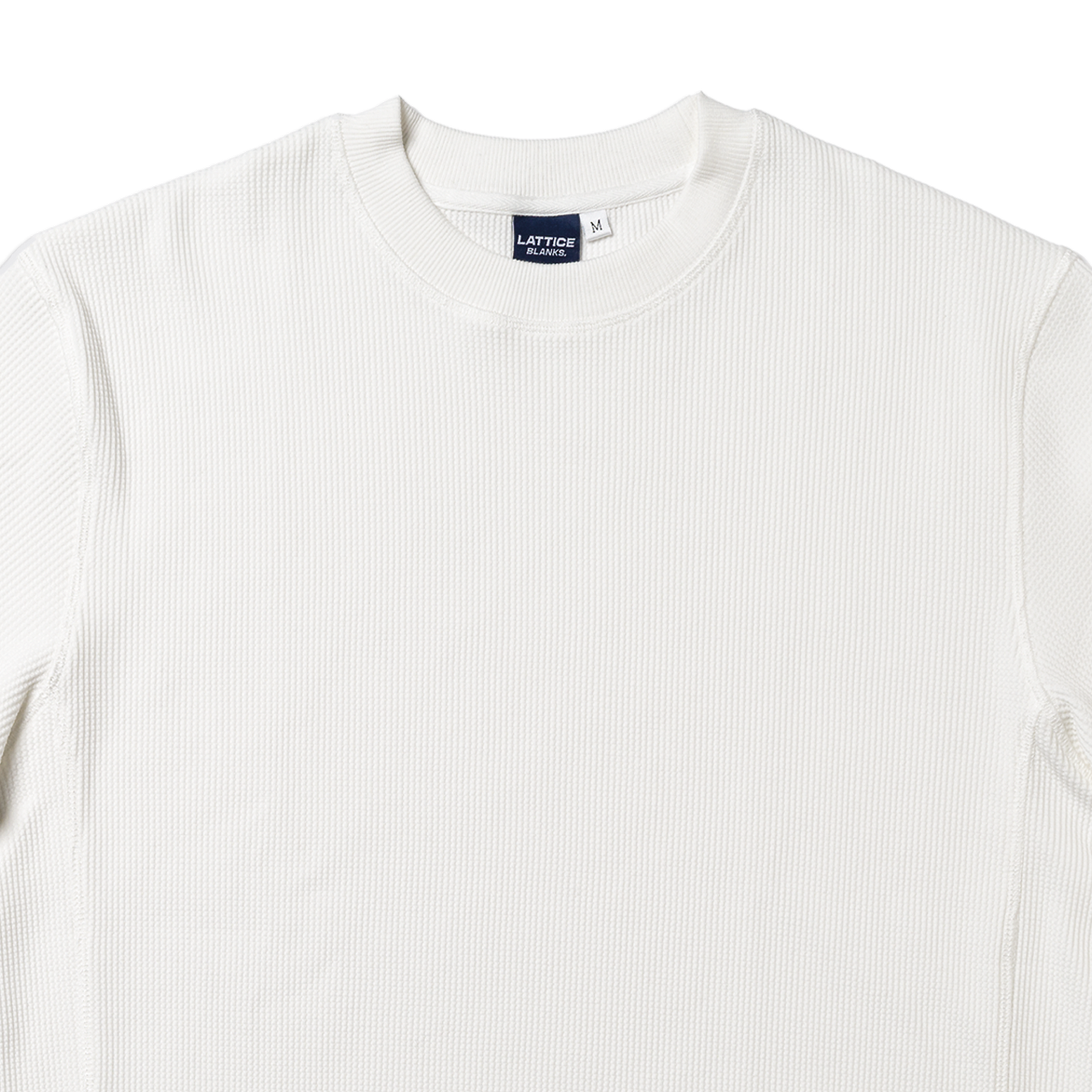 White Short-sleeve Waffle T-Shirt, close up