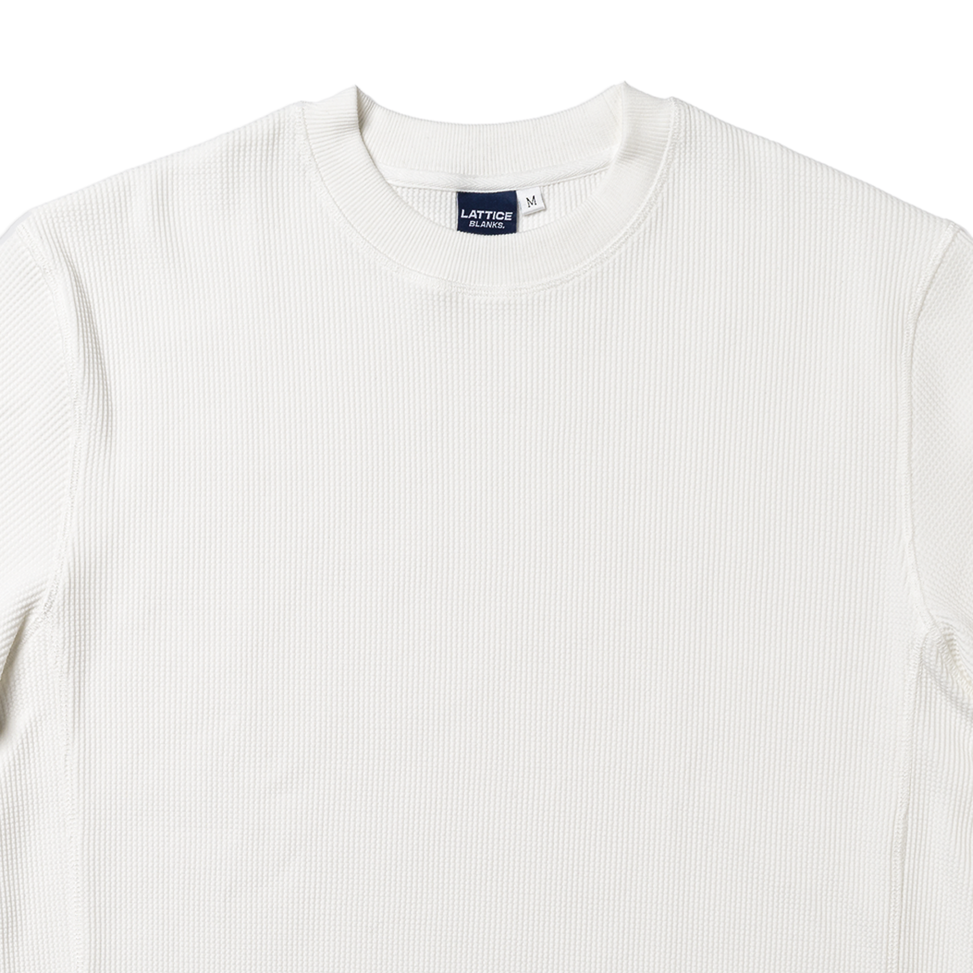 White Short-sleeve Waffle T-Shirt, close up