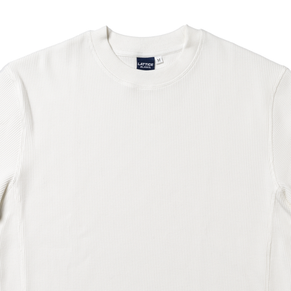 White Short-sleeve Waffle T-Shirt, close up